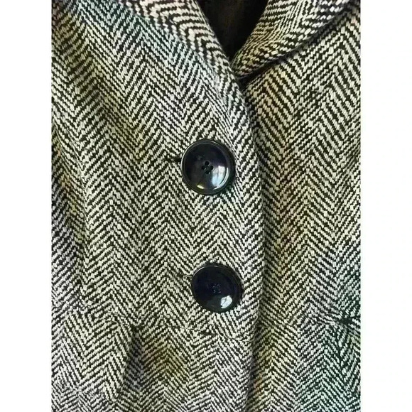 Last Kiss Black & White Houndstooth Women's Jacket Size M large buttons pockets - Picture 3 of 6